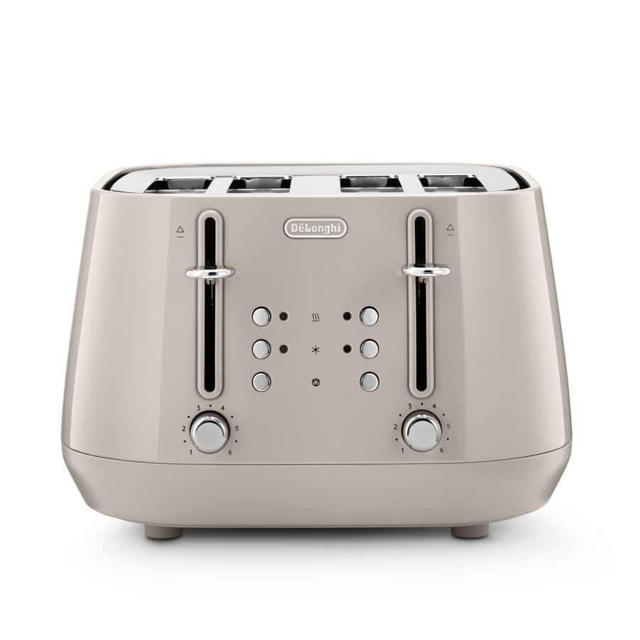 DELONGHI Eclettica CTY4003.BG 4-Slice Toaster - Beige, Brown - Image 1