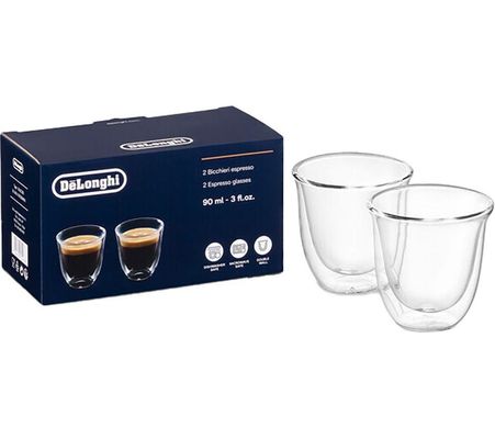 DELONGHI DLSC310 Double Wall Espresso Glasses - Pack of 2, Clear - Thumbnail 2