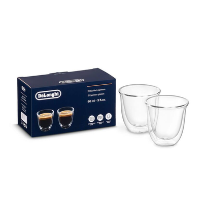 DELONGHI DLSC310 Double Wall Espresso Glasses - Pack of 2, Clear