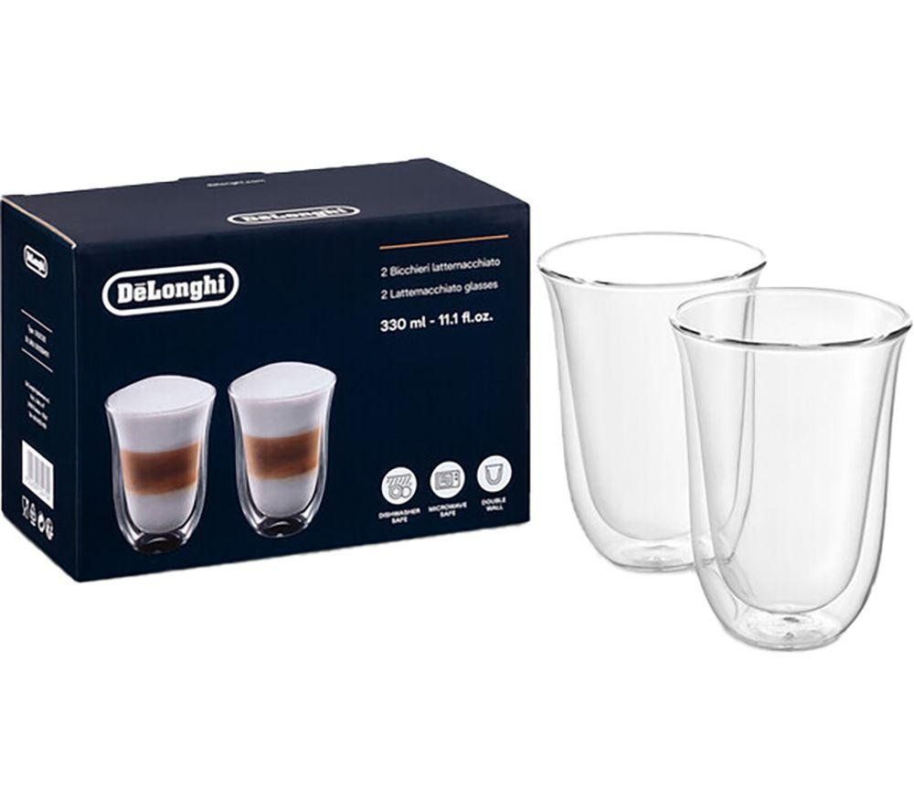 DELONGHI DLSC312 Double Wall Latte Glasses - Pack of 2, Clear - Image 1
