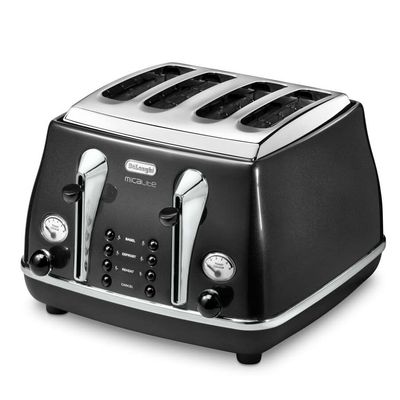 DELONGHI Micalite CTOM4003 4-Slice Toaster - Black, Black