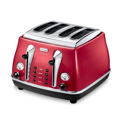 DELONGHI Micalite CTOM4003R 4-Slice Toaster - Red, Red