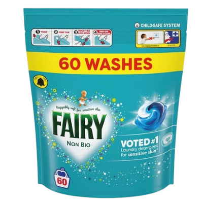Fairy Non Bio Laundry Pods 60 Washes Sensitive Skin Assorted Packs