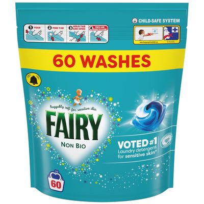 Fairy Non Bio Laundry Pods 60 Washes Sensitive Skin Assorted Packs - Thumbnail 2