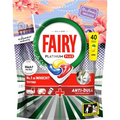 Fairy Platinum Plus Mrs Hinch's Midsummer Memories 40 Wash Dishwasher Tablets Assorted Packs - Thumbnail 2