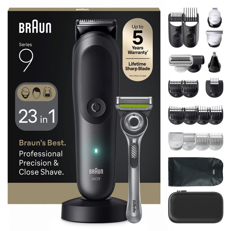 BRAUN All-in-One Series 9, AIO9560, 23in1 Grooming Kit - Grey, Silver/Grey - Image 1