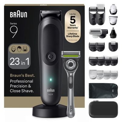 BRAUN All-in-One Series 9, AIO9560, 23in1 Grooming Kit - Grey, Silver/Grey