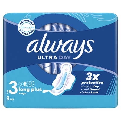 Always Ultra Day And Night Sanitary Pads With Wings Size 3 Packet x9 Pads (Pack of 16) C005794
