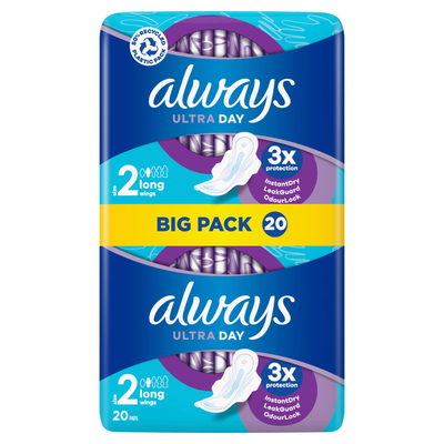 Always Ultra Sanitary Towels Moderate Flow Day (Size 2) Wings 20 Pads