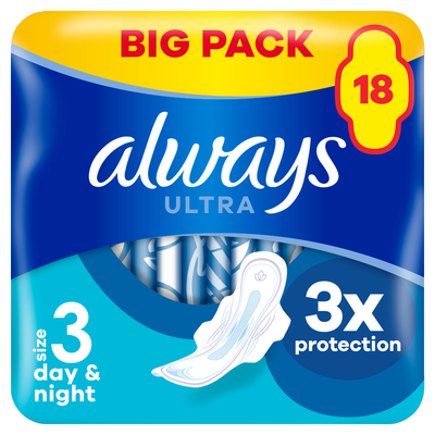 Always Ultra Sanitary Towels Long Plus (Size 3) With Wings 18 Pads - Thumbnail 2