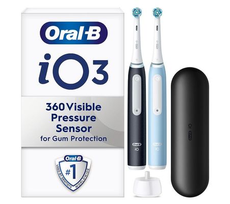 ORAL B iO 3 Electric Toothbrush - Blue & Black Duo, Black,Blue