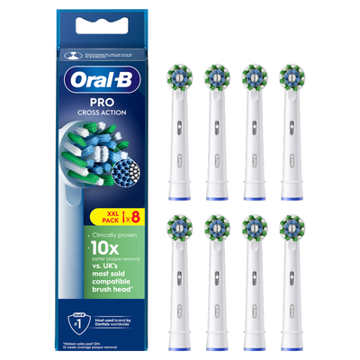 ORAL B CrossAction X-Filaments Replacement Toothbrush Head Pack of 8