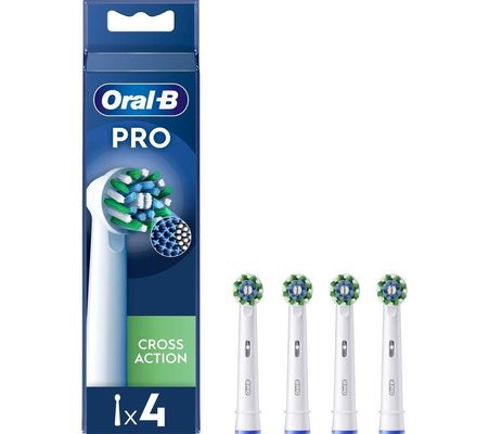 ORAL B CrossAction X-Filaments Replacement Toothbrush Head Pack of 4, White