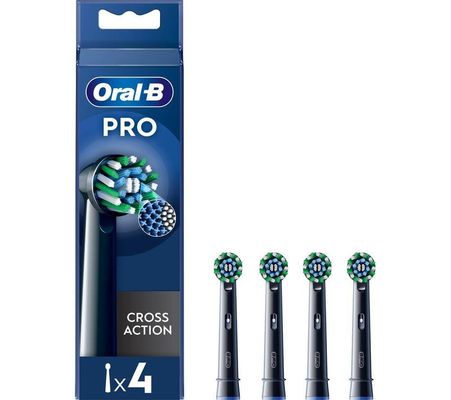 ORAL B CrossAction X-Filaments Replacement Toothbrush Head Pack of 4, Black, Black