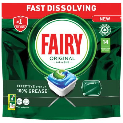 Pack of Fairy All In One Dishwasher Tablets - 14