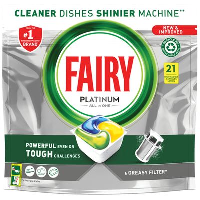 Fairy Platinum All-in-One Dishwasher Tablets - 21