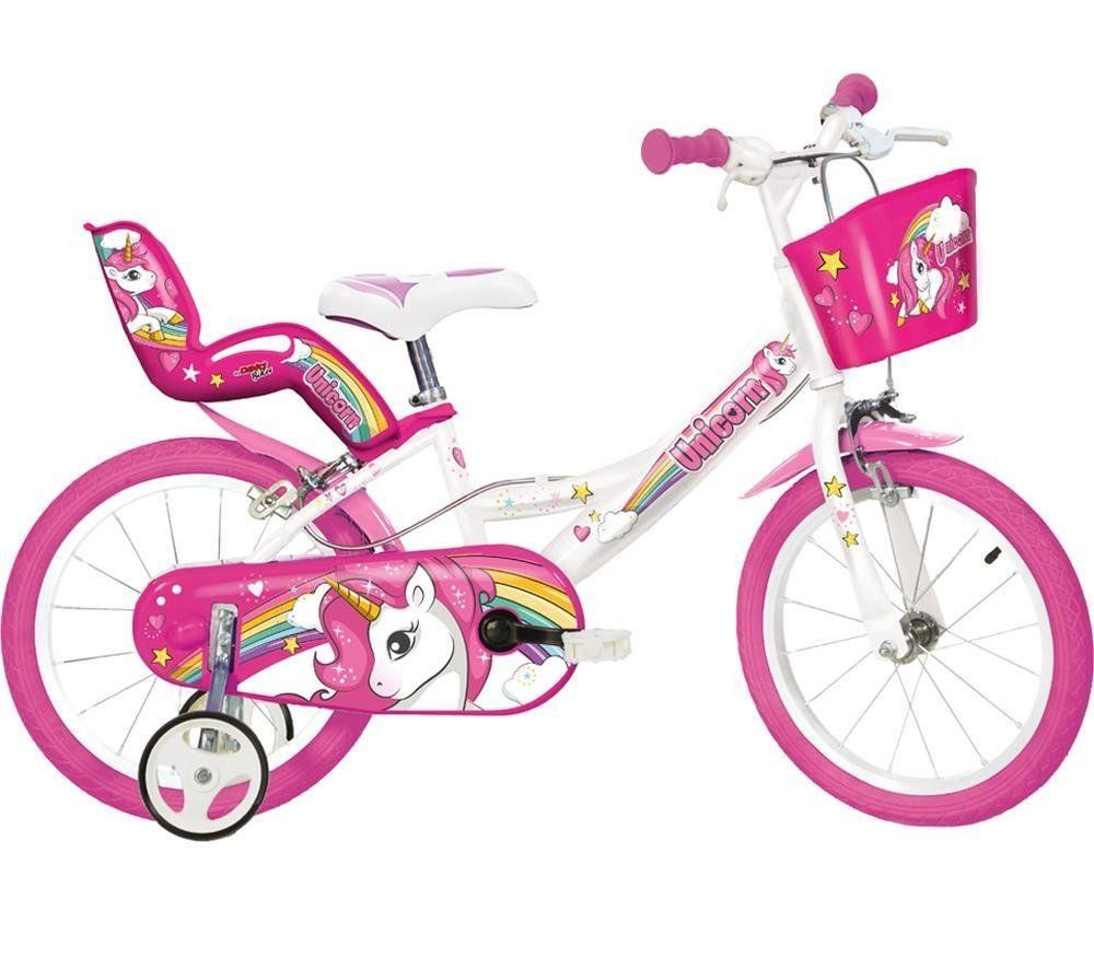 Dino Bikes 14-inch Unicorn Kids Bike - White & Pink - Image 1