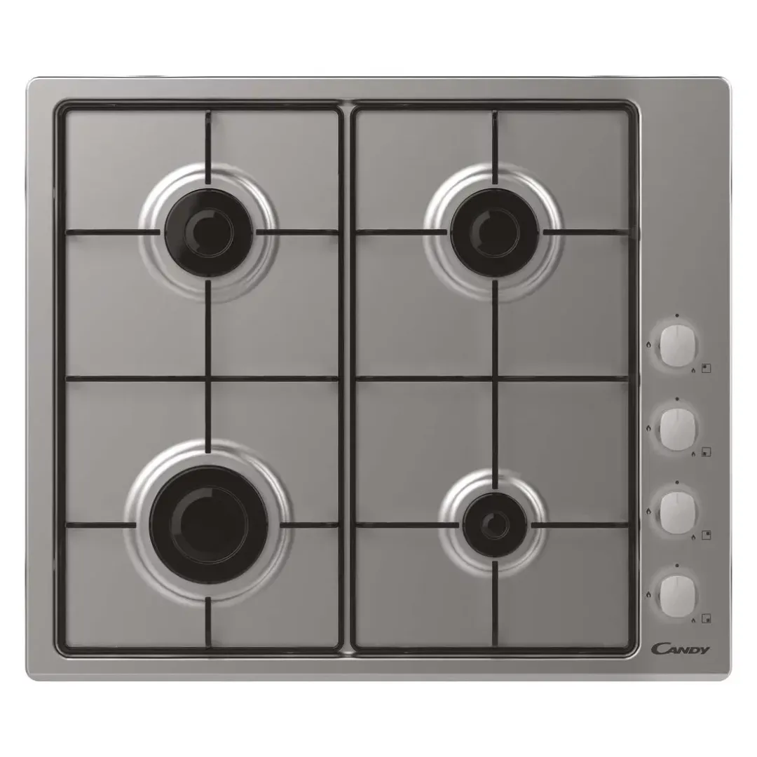 Candy 60Cm Gas Hob With Enamel Supports 4 Burners Chw6Lx/S - Image 1