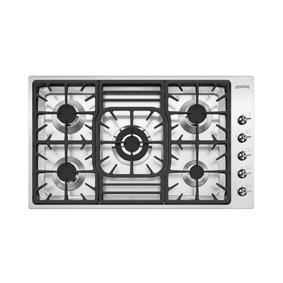 Smeg PGF95-4 Classic 87cm 5 Burner Gas Hob - Stainless Steel