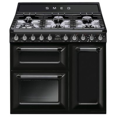 Smeg TR93BL 90cm Victoria Dual Fuel Range Cooker - BLACK