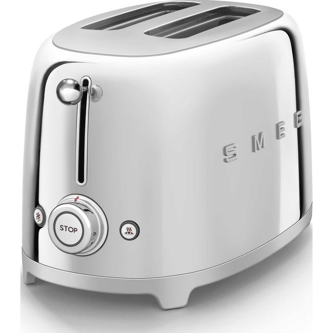 SMEG 50's Retro TSF01SSUK 2-Slice Toaster - Chrome, Green - Image 1