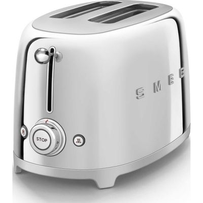 SMEG 50's Retro TSF01SSUK 2-Slice Toaster - Chrome, Green