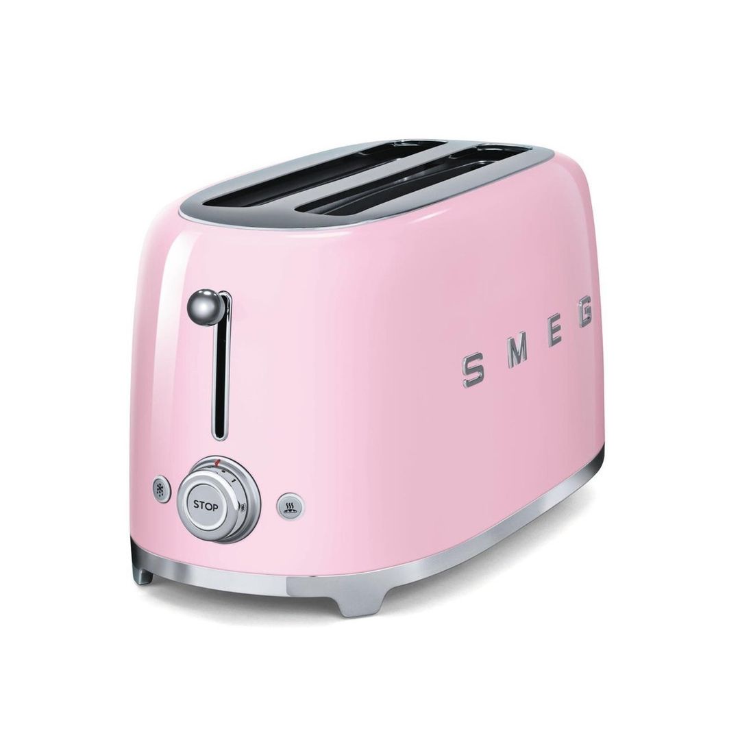 SMEG 50's Retro Style TSF02PKUK 4-Slice Toaster - Pink, Pink - Image 1