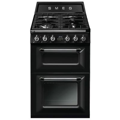 SMEG Victoria TR62BL 60 cm Wide Double Oven Dual Fuel Cooker - Black, Black