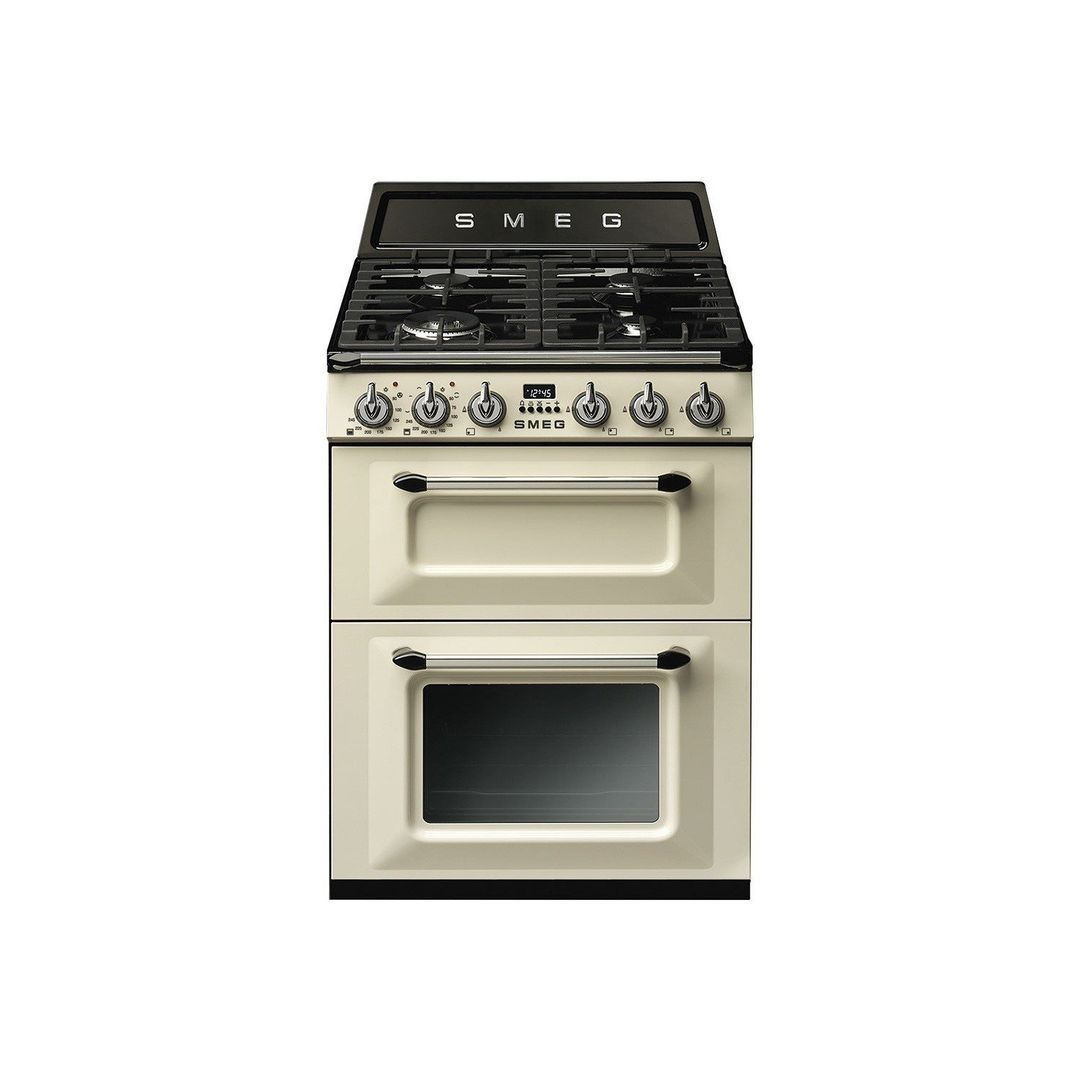 Smeg TR62P 60cm Victoria Freestanding Dual Fuel Cooker - CREAM - Image 1