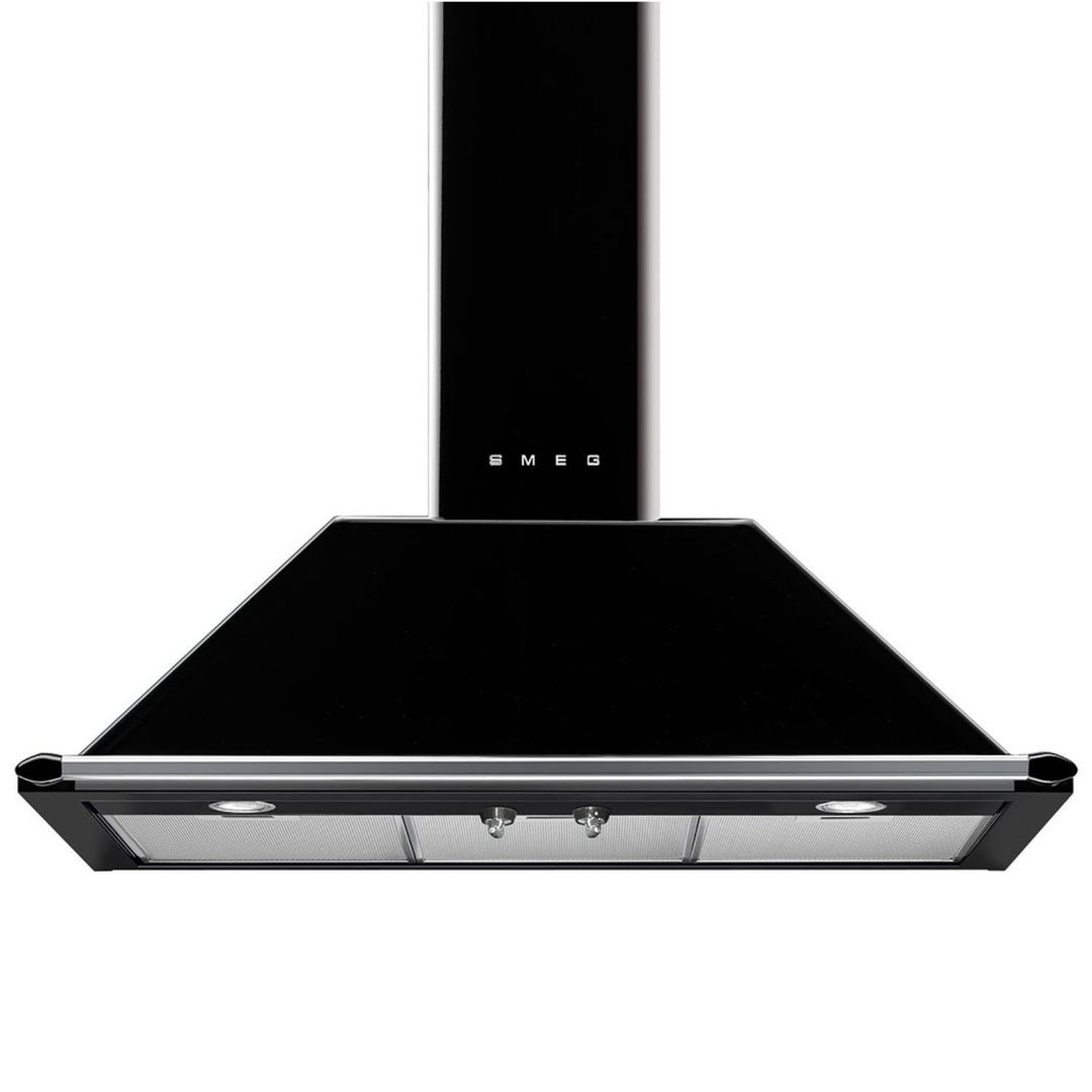 Smeg Victoria 90cm Chimney Cooker Hood - Black - Image 1