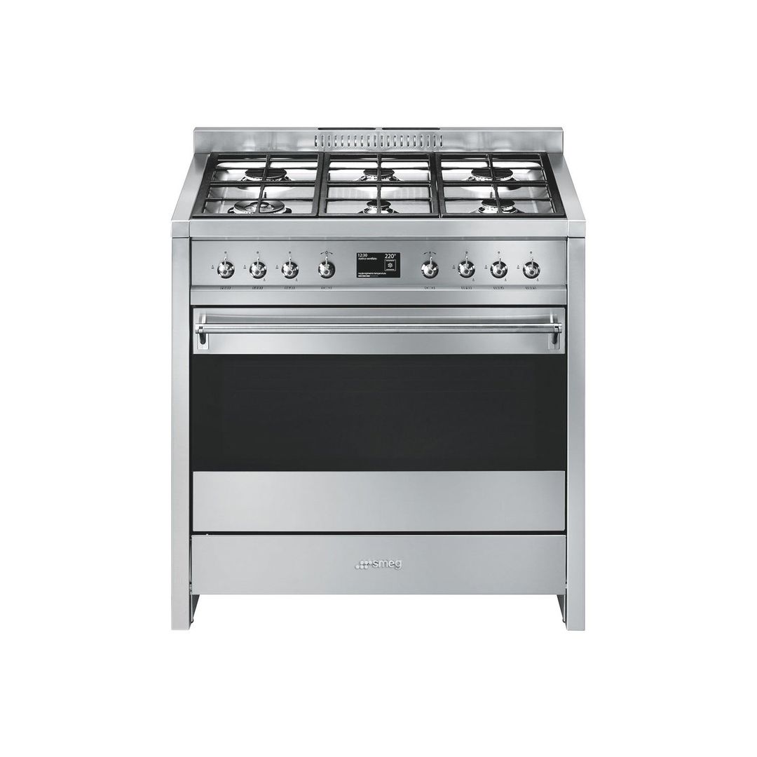 Smeg A1-9 Opera 90cm Dual Fuel Single Oven Range Cooker - Stainless Steel - Image 1