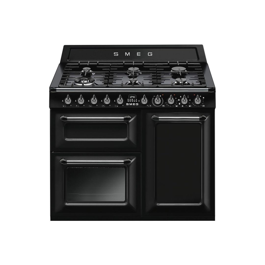 Smeg TR103BL 100cm Victoria Dual Fuel Range Cooker - BLACK - Image 1