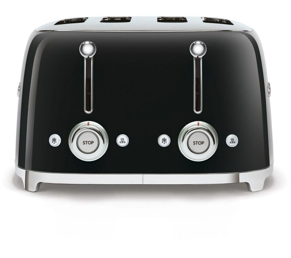Smeg TSF03BLUK 4-Slice Retro Black Toaster Stylish Fast Toasting - Image 1