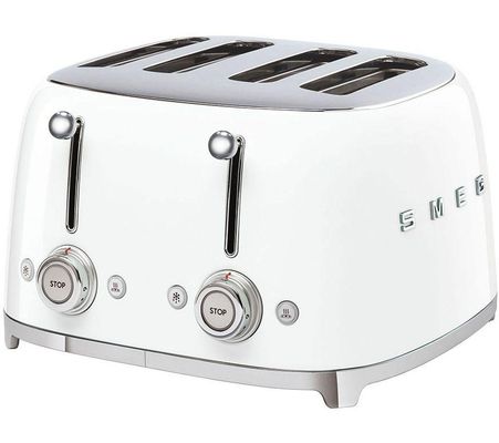 Smeg TSF03WHUK 4-Slice Retro White Toaster Stylish Fast Toasting