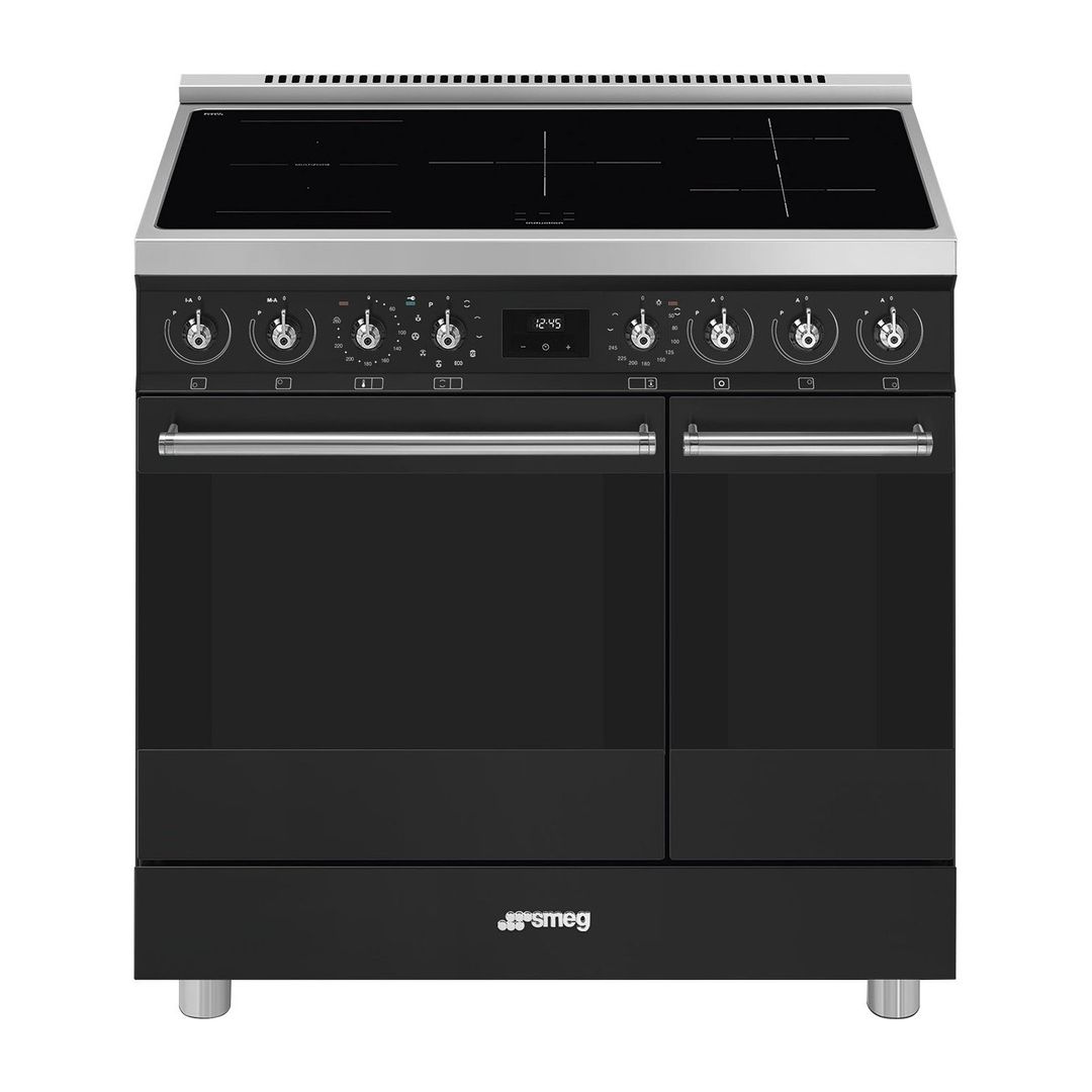 Smeg Symphony 90cm Electric Induction Range Cooker - Black - Image 1