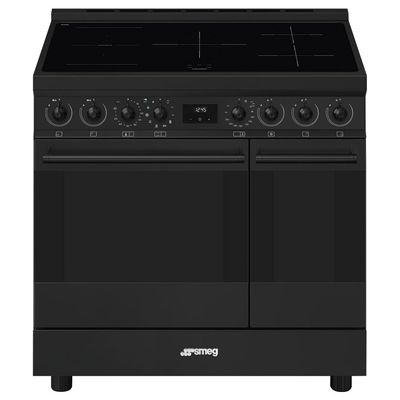 SMEG C92IPN2 90 cm Electric Induction Pyrolytic Range Cooker - Black, Black