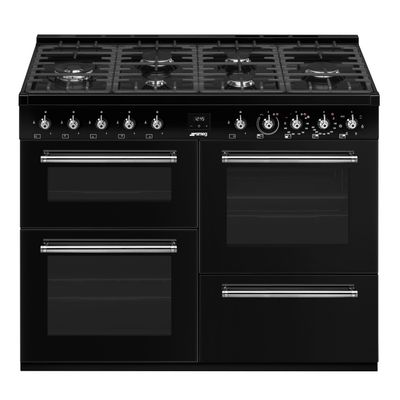 Smeg CX113GMBL 110cm Concert Dual Fuel Range Cooker - BLACK
