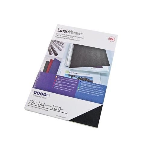 GBC LinenWeave Binding Covers 250gsm A4 Black (100) - Image 1