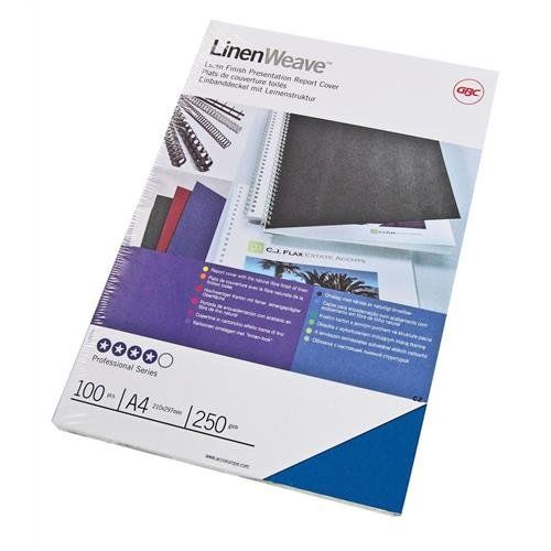 GBC LinenWeave Binding Covers 250gsm A4 Royal Blue (100) - Image 1