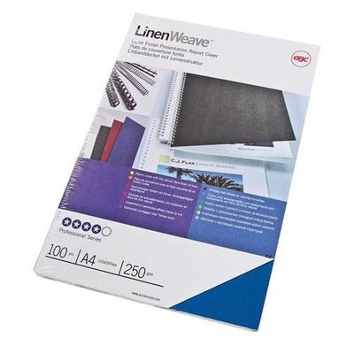 GBC LinenWeave Binding Covers 250gsm A4 Royal Blue (100)