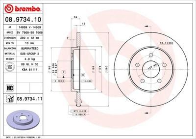 Brembo Mondeo Iii Jag X Type | 08.9734.11 | Euro Car Parts - Thumbnail 2