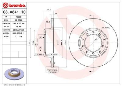 Brembo Rear Brake Disc Land Rover Defender (90-) D 298Mm H 59Mm (S) | 08.a841.10 | Euro Car Parts - Thumbnail 2