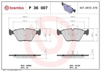 Brembo Front Brake Pads Jaguar Xj Xjs Xk8 | P36007 | Euro Car Parts - Thumbnail 2