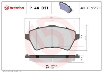 Brembo Front Brake Pads Landrover Freelander (03/98 - 04/07) | P44011 | Euro Car Parts - Thumbnail 2