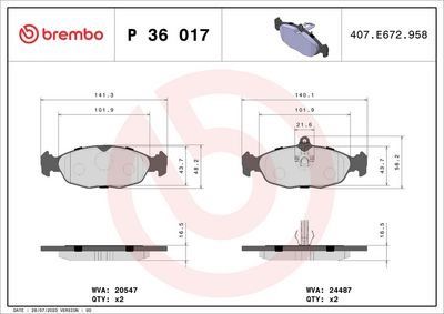 Brembo Rear Brake Pads Ate Jaguar Xj Xk S-Type Late | P36017 | Euro Car Parts - Thumbnail 2