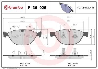 Brembo Front Brake Pads Jaguar Xf / Xj Xk - 5.0Lt (09-) | P36025 | Euro Car Parts - Thumbnail 2
