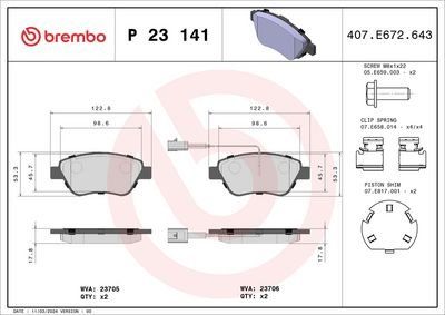 Brembo Front Brake Pads Punto Grande Evo (2Wi) | P23141 | Euro Car Parts - Thumbnail 2