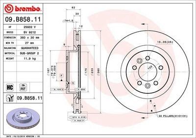 Brembo Front Hc Disc Range Rover (12-) 360Mm (V) *ch6 Ea000001>* | 09.b858.11 | Euro Car Parts - Thumbnail 2