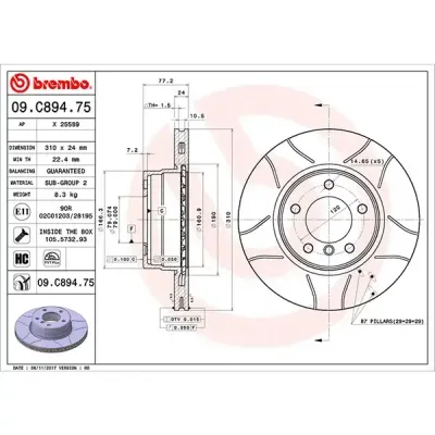 Brembo Max Grooved Disc Bmw 310Mm Vented | 09.c894.75 | Euro Car Parts