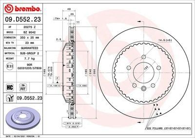 Brembo Rear Brake Disc Landrover Defender (Mhev/hybrid) (19-) *350Mm* | 09.d552.23 | Euro Car Parts - Thumbnail 2